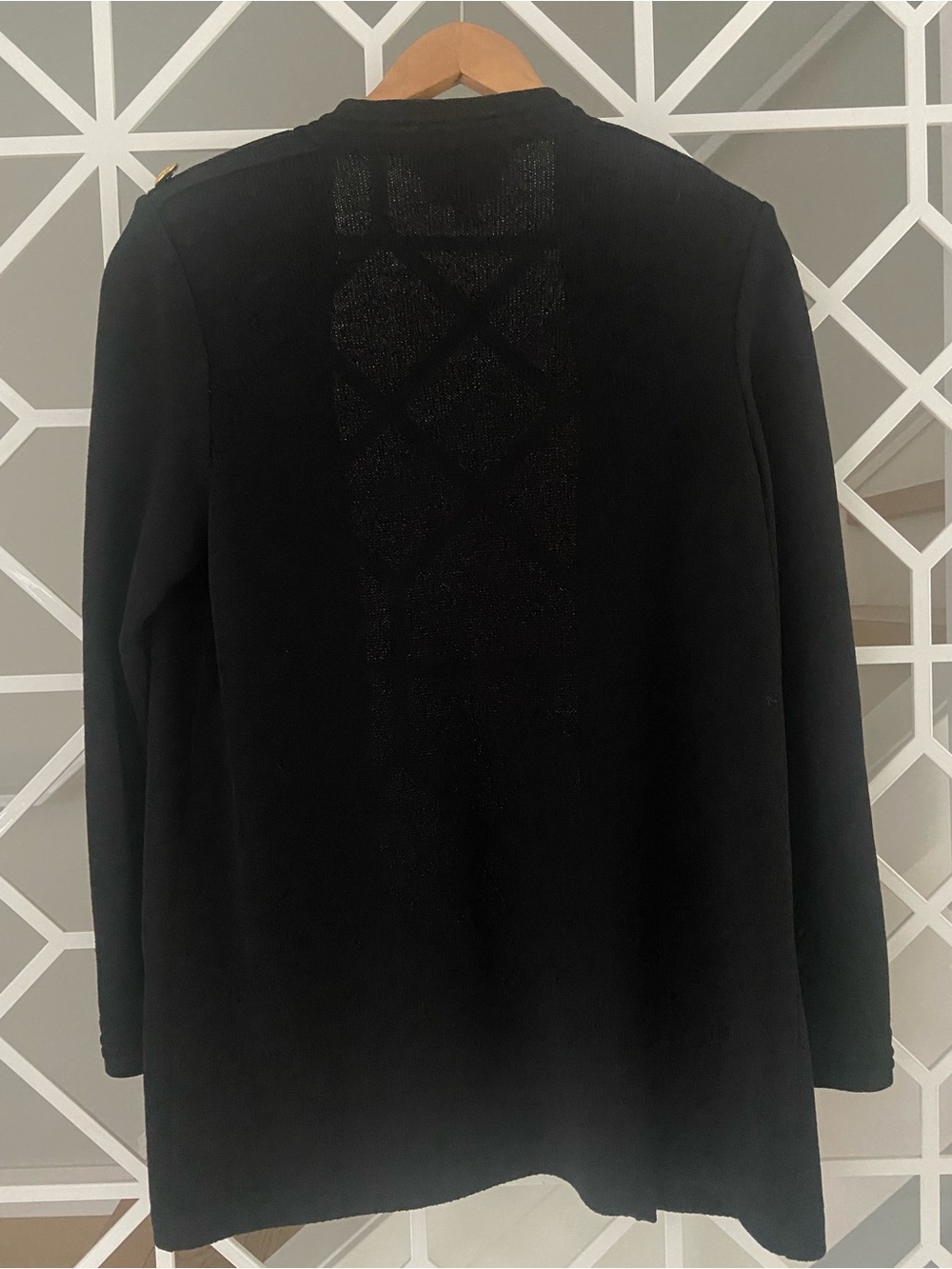 ST. JOHN Santana Knit Open Front Cardigan Small Black Wool Blend EUC - Picture 3 of 9